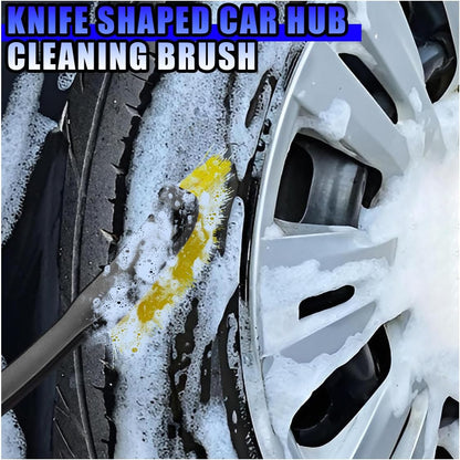 Car Wheel Cleaning Brush, Hard Bristle Automotive Tire Detailing Brushes, Multifunctional Vehicle Crevice Scrub Brush, 12'' Car Interior Washing Tool for Home (1PC)