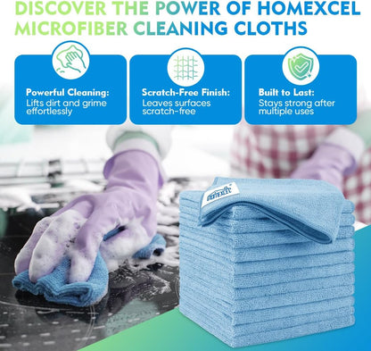 HOMEXCEL Microfiber Cleaning Cloth 12 Pack, 12.5 x 12.5 inch Microfiber Towels for Cars, Ultra Absorbent Washing Cloth, Lint Free Streak Free Cleaning Rags for Car, Kitchen, and Window (Grey)