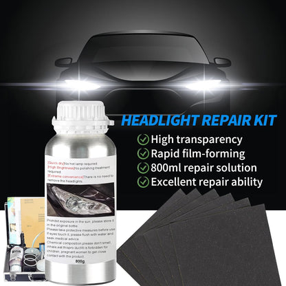 Headlight Restoration Kit, 800g Vapor Headlight Restoration Kit, Head Light Lens Restore Kit with 800g Repair Liquid for Repair Headlight Yellowing/Vague/Scratch/Oxidation