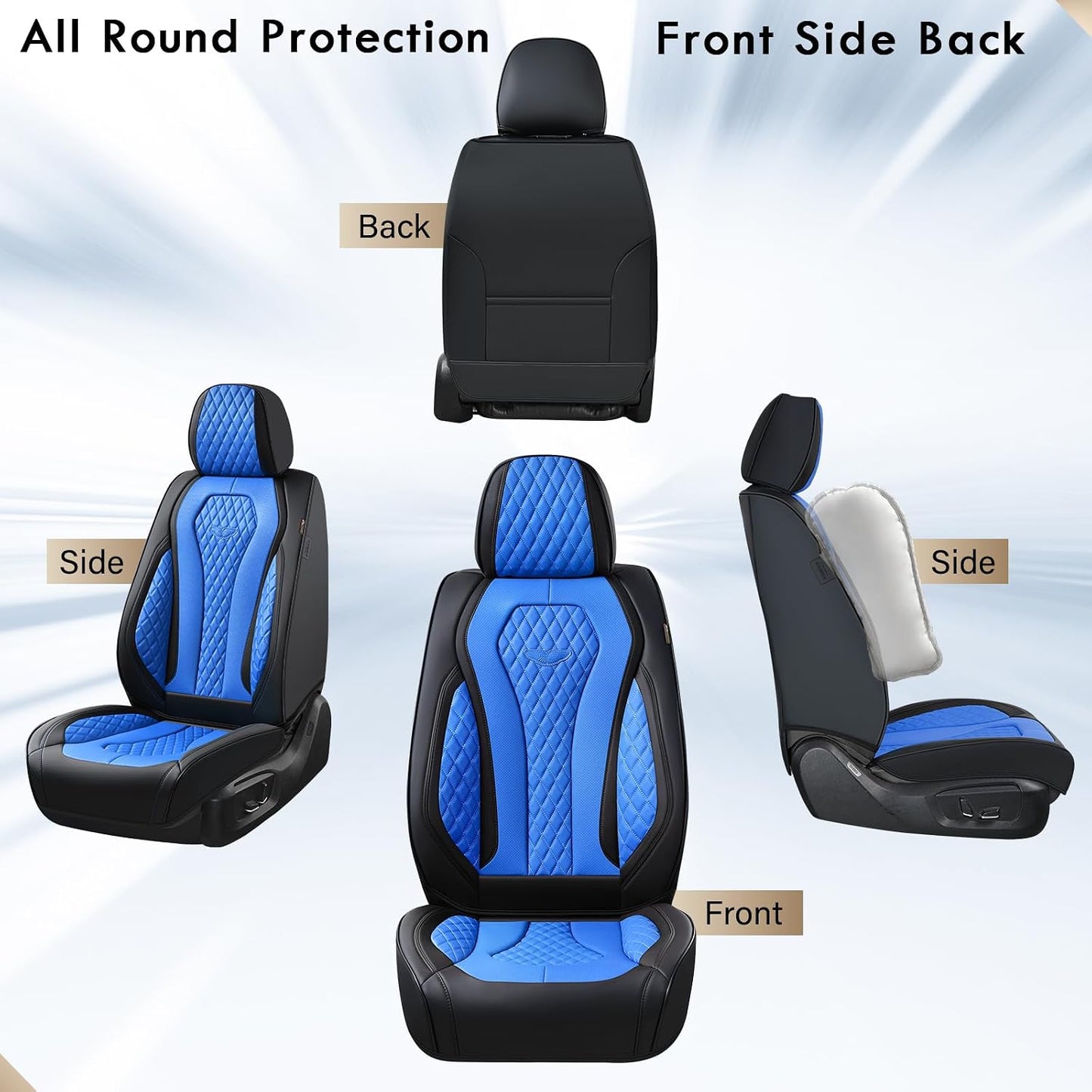 Coverado Seat Covers, Car Seat Covers Full Set, Black Car Seat Cover, Car Seat Covers Front Seats Back Seat Cover, Waterproof Car Seat Cushion, Leather Seat Covers Seat Protector Fit for Most Cars