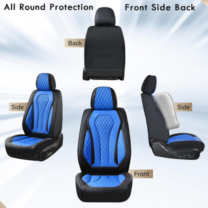 Coverado Seat Covers, Car Seat Covers Full Set, Black Car Seat Cover, Car Seat Covers Front Seats Back Seat Cover, Waterproof Car Seat Cushion, Leather Seat Covers Seat Protector Fit for Most Cars