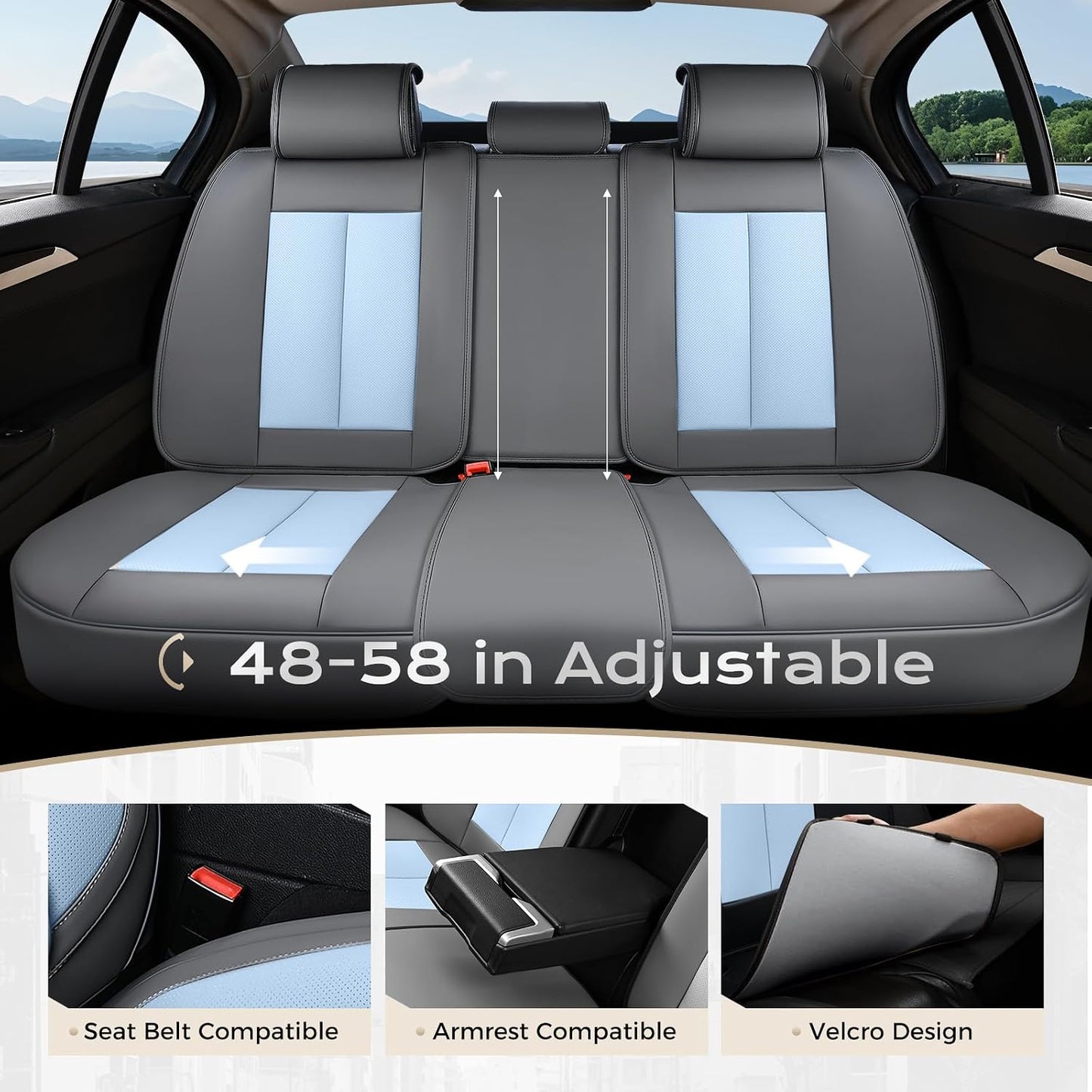 Coverado Seat Covers Full Set, Black Seat Covers for Cars 5 Seats, Car Seat Protector, Waterproof Nappa Leather Car Seat Cushion, Front and Rear Car Seat Cover Fit for Most Sedans SUV Pick-up Truck - Colors A