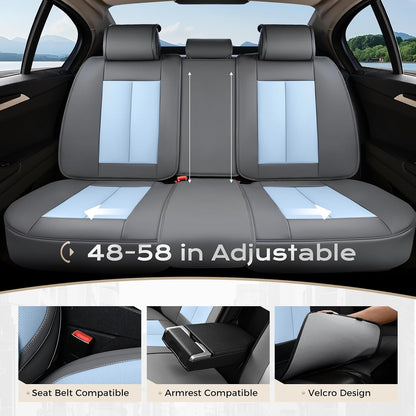 Coverado Seat Covers Full Set, Black Seat Covers for Cars 5 Seats, Car Seat Protector, Waterproof Nappa Leather Car Seat Cushion, Front and Rear Car Seat Cover Fit for Most Sedans SUV Pick-up Truck - Colors A