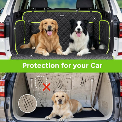 SUV Cargo Liner for Dogs, Upgraded Scratch-proof Leather 14.17" Heightened Side Flaps, 53.15" x40.55" Waterproof Non-Slip Trunk Liner with Bumper Flap, Universal Fit for SUVs Sedans Vans 3-Row SUV