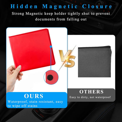 Kewucn 1 PC Car Registration Insurance Holder, Essential Auto Card Glove Box Organizer, Vehicle Interior Accessories Perfect for Most Car, Truck, SUV (10.55''×4.8'', Pink)