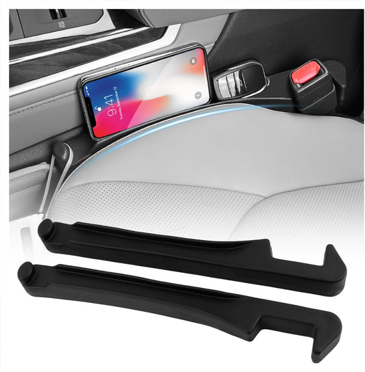 3 in 1 Car Seat Gap Filler Organizer,2PCS Multifunctional Car Seat Gap Plug with Storage Slot & Hook Function,Anti-Drop Cars Gaps Seats Filler Cars Clutter Catcher for SUVs Trucks (Black)