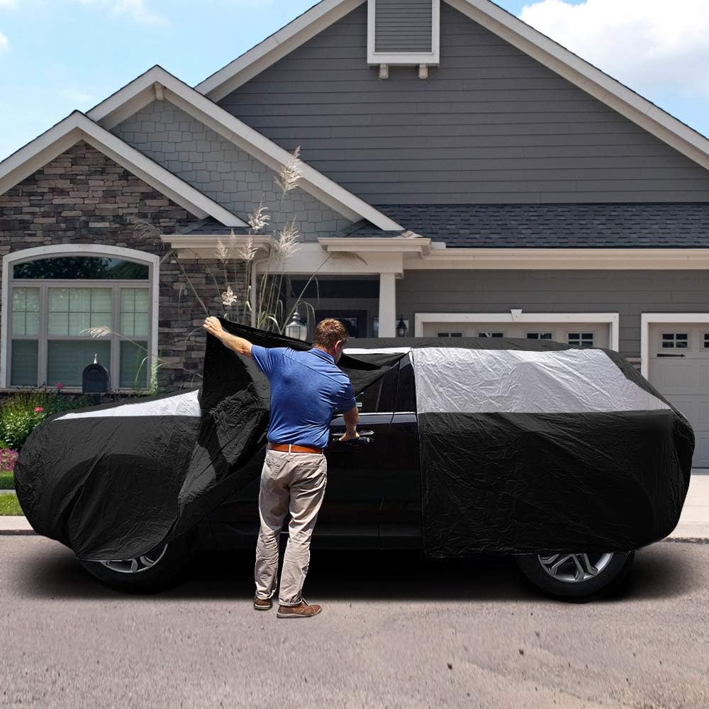 Titan Jet Black Poly 210T Car Cover for Sedans 186-202". Waterproof, UV Protection, Scratch Resistant, Driver-Side Zippered Opening. Fits Camry, Accord and More.