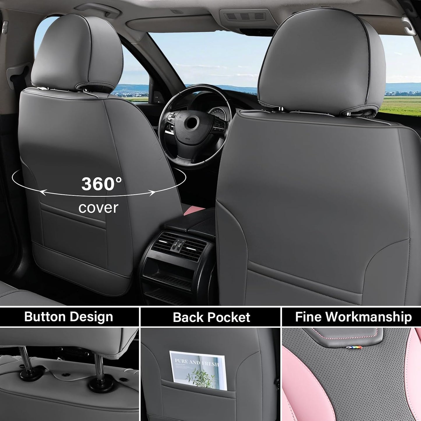 Coverado Car Seat Covers, Seat Covers Full Set, 5 Seats Automotive Seat Cover, Mesh Breathable Seat Protectors, Universal Fit for Most Cars