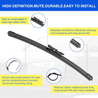 ANIKLUIM® 28"+28" Wiper Blades with 16" Rear Wiper Blade Set Replacement for 1996-2007 Caravan Town & Country Windshield Wipers Original Factory Quality (Pack of 3) - Colors A