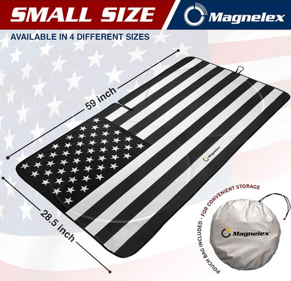 American Flag Windshield Sun Shade, High-Resolution Car Shield with Mirror Cut-Out for Automotive Interior Protection Heat Reduction, Folding Sunshade Storage Bag - Medium, Original