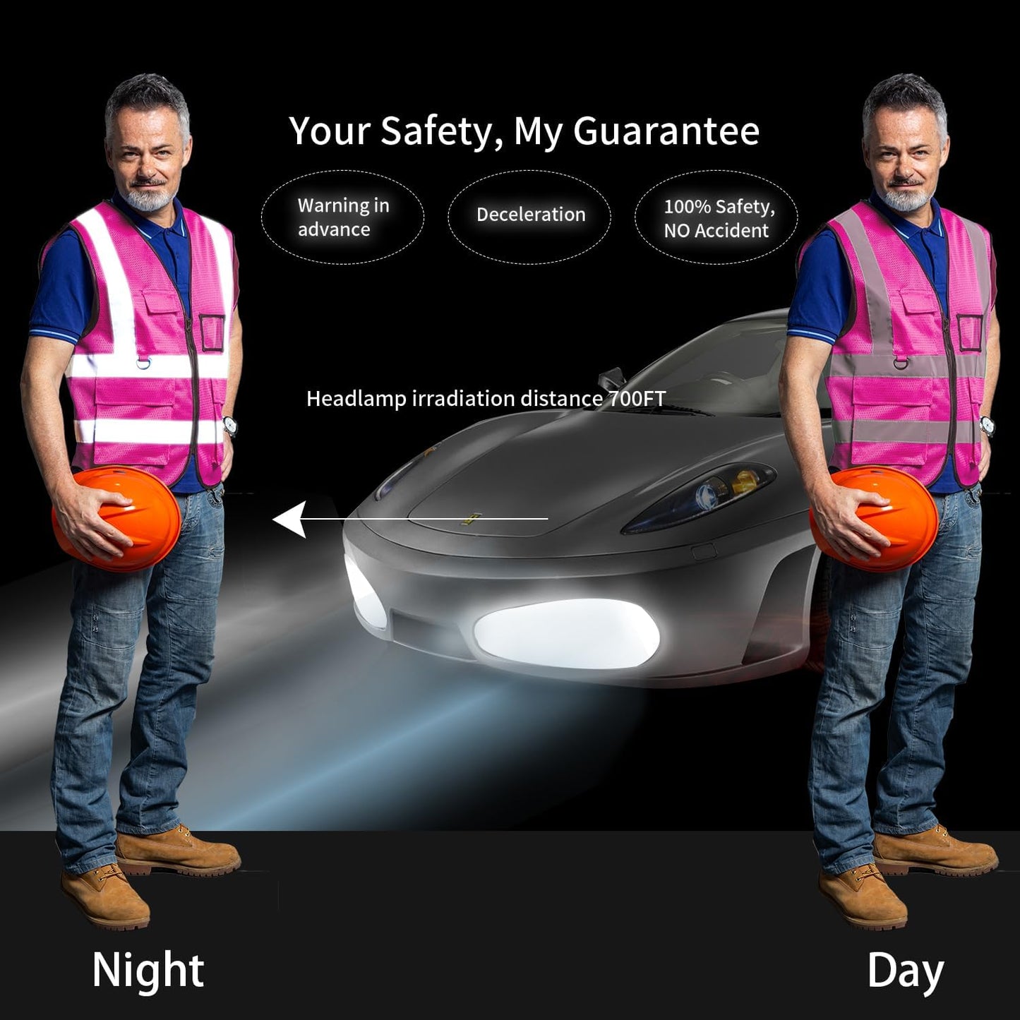 Reflective Safety Vest for Women Men High Visibility Security With Pocket Zipper Front Meet ANSI/ISEA Standard