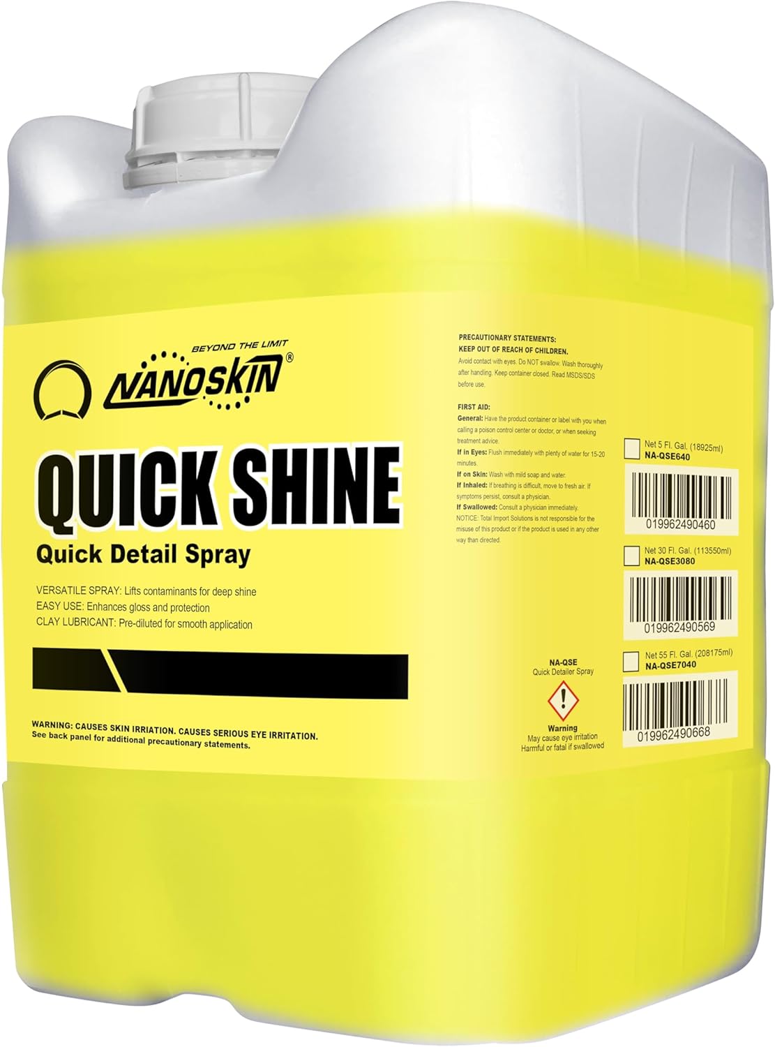 Nanoskin QUICK SHINE Quick Detail Spray 1 Gallon - Waterless Detailer Spray for Car Detailing | Deep Gloss Car Wax Booster & Clay Lubricant | Removes Dust, Smudges, Fingerprints and Other Contaminants