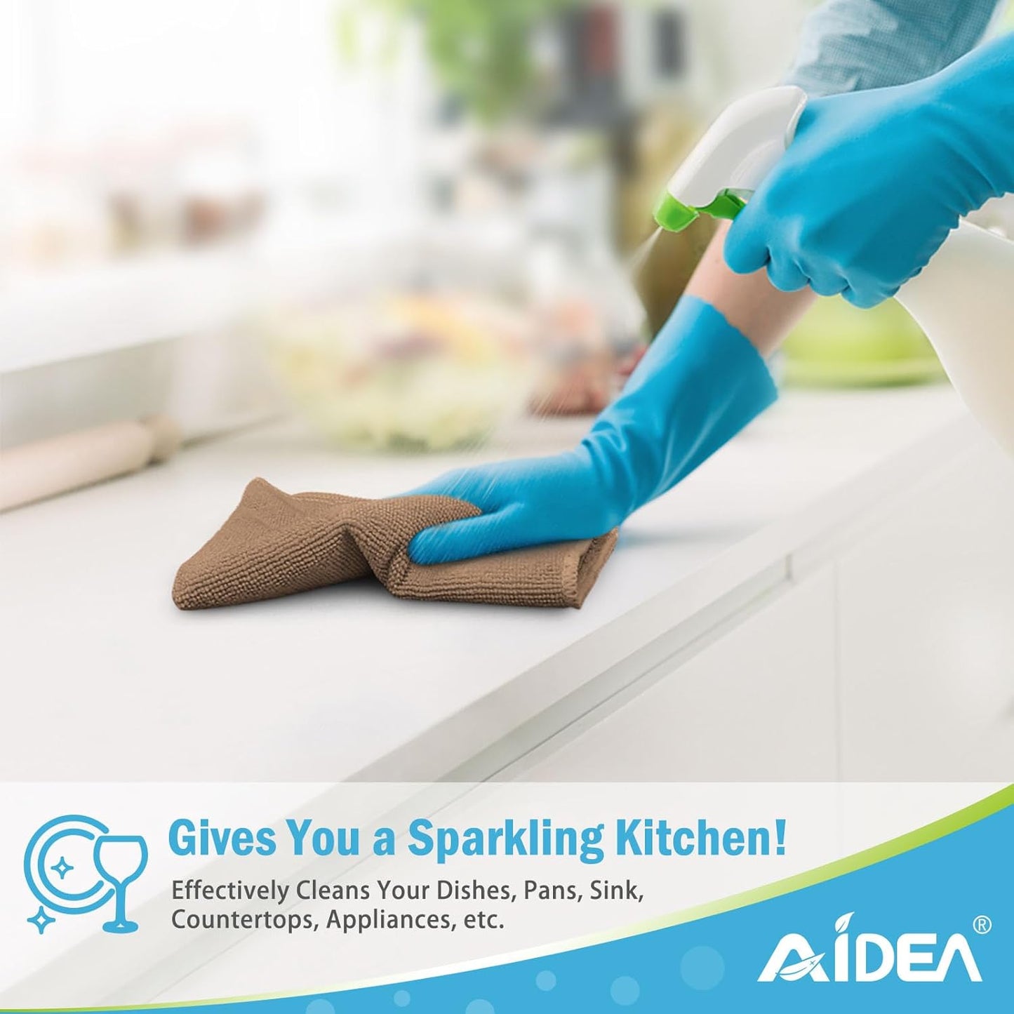 AIDEA Microfiber Cleaning Cloth-12PK, Soft Microfiber Towels for Cars, Absorbent Cleaning Rags, Lint-Free Streak-Free Wash Cloths for House, Kitchen, Window(12in.x12in), Black