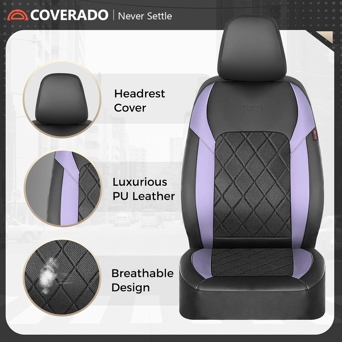Coverado Car Seat Covers, Seat Covers Full Set, 5 Seats Automotive Seat Cover, Mesh Breathable Seat Protectors, Universal Fit for Most Cars