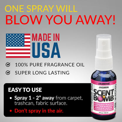 Scent Bomb Air Freshener Spray, Long-Lasting Odor Eliminator - Effective Deodorizer for Home & Car, Fresh Room Spray for Kitchen, Bathroom & Smell Neutralizer - 1 oz Pack of 4, Black Cherry Scent