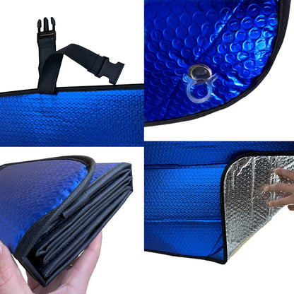 GWUSKDT Car Sun Shade, Sun Protector,Foldable Front Window Shade-Thicken 5-Layer Bubble for Auto Windshield UV Protection and Heat Reflector 58"x 27.5" (Blue)