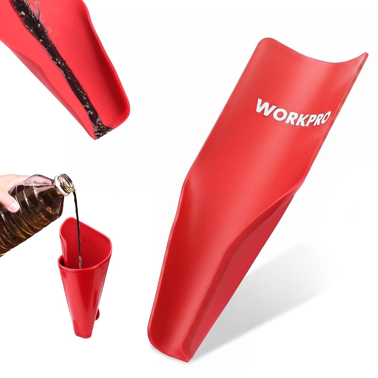 WORKPRO Flexible Oil Funnel for Automotive Use, Foldable Oil Drain Tool for Quick and Clean Oil Changes, Featuring a Thicker Silica Gel for Durability and Maintains Shape-Blue
