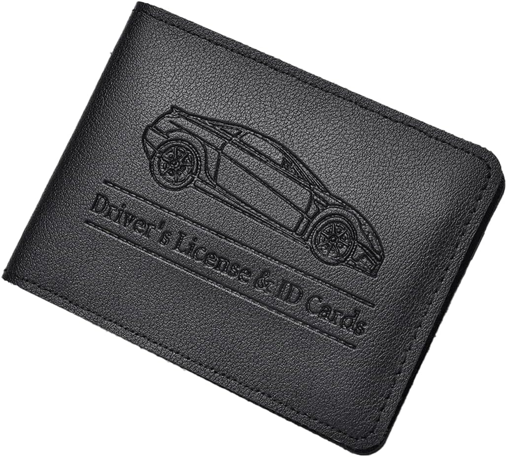 Car Registration and Insurance Holder, Leather Vehicle Document Card Glove Box Organizer, Essential Small Auto Driver License Case, Universal Automotive Interior Accessories(Black)