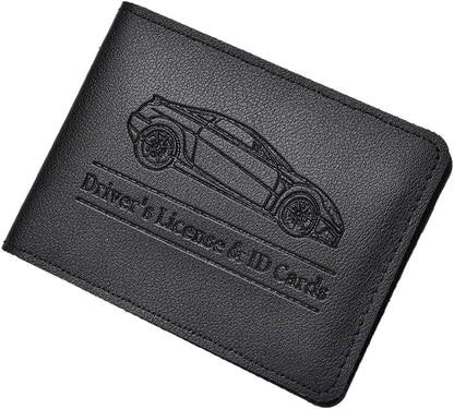 Car Registration and Insurance Holder, Leather Vehicle Document Card Glove Box Organizer, Essential Small Auto Driver License Case, Universal Automotive Interior Accessories(Black)