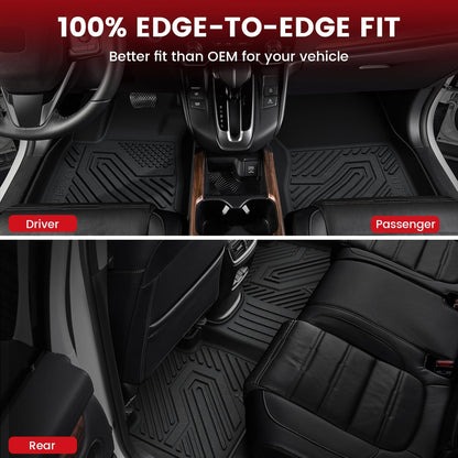 LASFIT Floor Mats for Honda CR-V 2026 2025 2024 2023 (Gasoline & Hybrid & e:FCEV), All Weather TPE Custom Fit Anti-Slip Pet Friendly Car Liners, 1st & 2nd Row Black