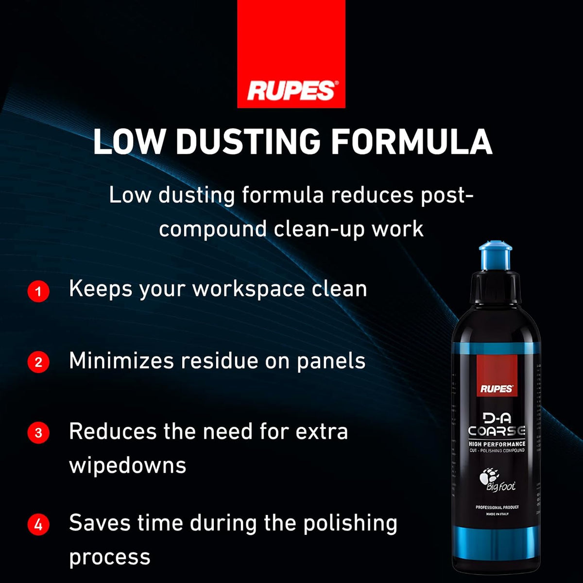 RUPES 9.DAFINE250 Pack of 1 250 ml Yellow D-A Fine High Performance Polishing Compound for Car Detailing & Removing Scratches| Removes Fine Defects | Micro-Abrasive Technology | Removes Swirl Marks