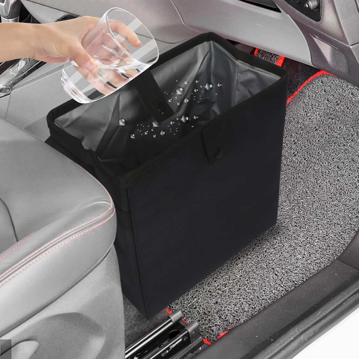 Homelove Car Trash Can, Leak-Proof Waterproof Trash Bin Collapsible Portable Auto Garbage Bag Large Capacity Trashcan Storage Bag Multipurpose Car Organizer Hanging (Black)