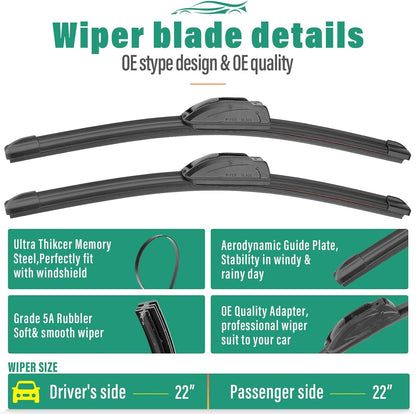 26" 16" 11" Windshield Wiper Blades Replacement for Chevrolet Chevy Trax 2024 2025 2026 Premium All Weather Front Rear Wipers Set - OEM Quality (Pack of 3) - Colors D