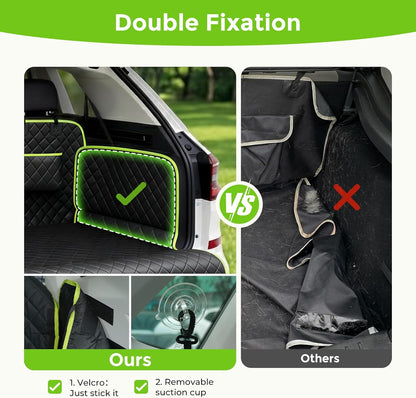 SUV Cargo Liner for Dogs, Upgraded Scratch-proof Leather 14.17" Heightened Side Flaps, 53.15" x40.55" Waterproof Non-Slip Trunk Liner with Bumper Flap, Universal Fit for SUVs Sedans Vans 3-Row SUV