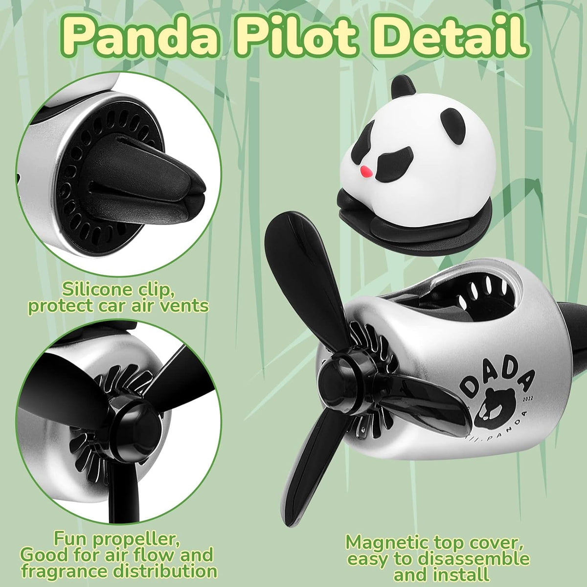 Tallew Car Air Freshener Cute Duck Car Vent Clip Diffuser with Rotating Propeller Outlet Vent 2.5" x 2.4" x 2.1" Easy to Install Included 2 Scents Aroma Tablets Aromatherapy Ornament Auto Accessories