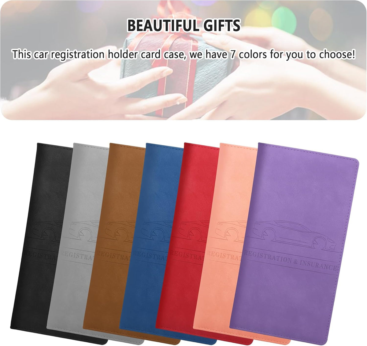 Car Registration and Insurance Holder,PU Leather Car Glove Box Organizer Car Document Holder for ID,Driver's License,Universal Car Organizer Car Accessories for Women/Men (Red)