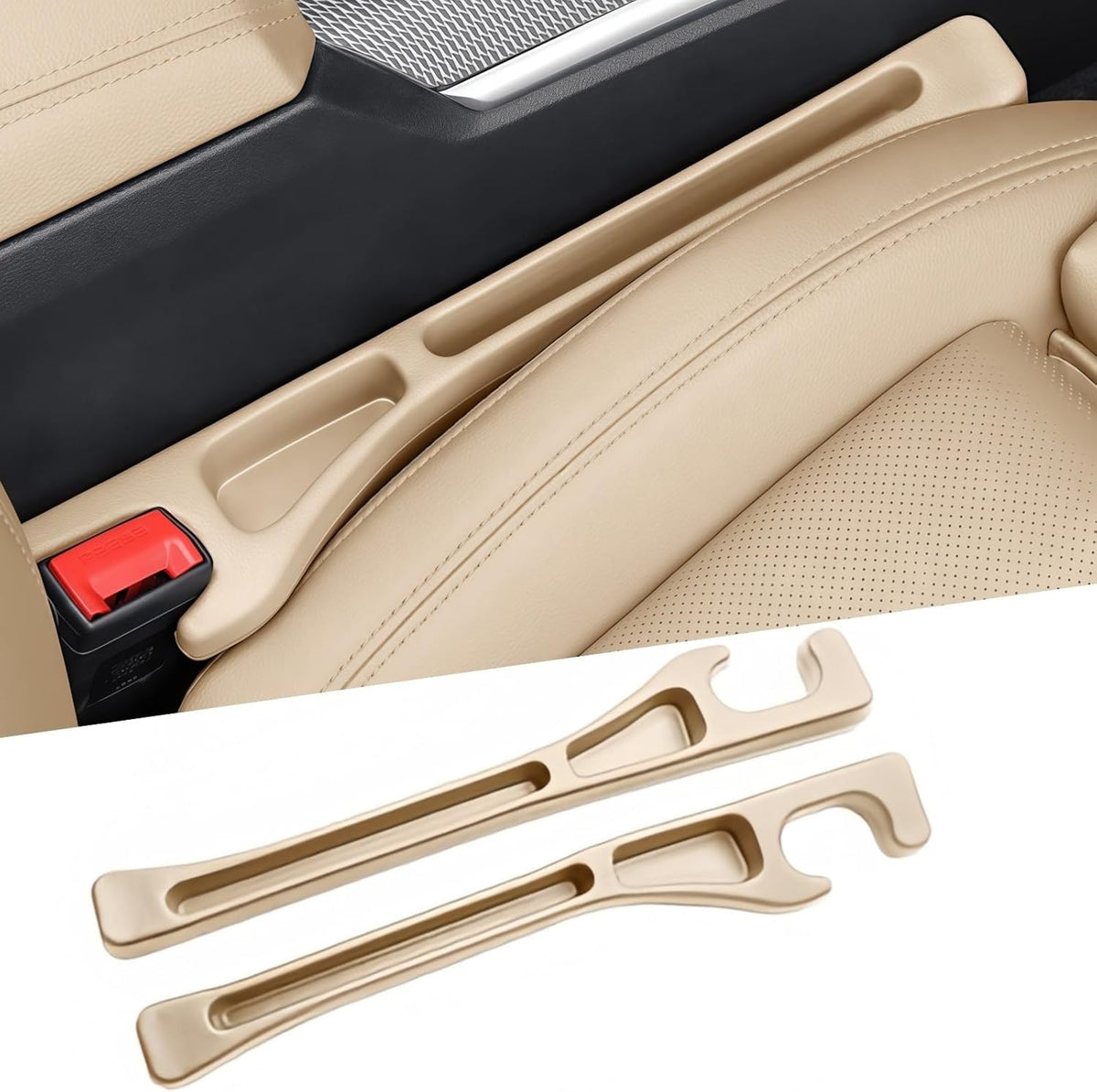 EnzeroTools Car Seat Gap Filler, 2-Pack No-Drop Seat Side Gap Seam Filler Organizer with Phone Holder, Universal Fit Fill The Gap Between Seat & Console, Perfect for Car, SUV, Truck
