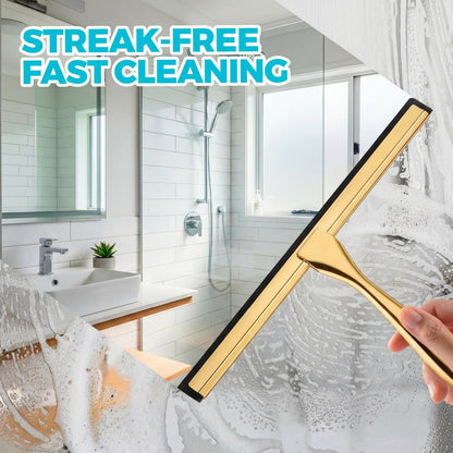 ALFLOD 2PACK Shower Squeegee for Glass Doors, Squeegee for Shower Glass，All-Purpose Tile Walls, Bathroom, Window, Glass and Car Windshield, Mirrors and Kitchen-Stainless Steel, 10 Inches, Silver