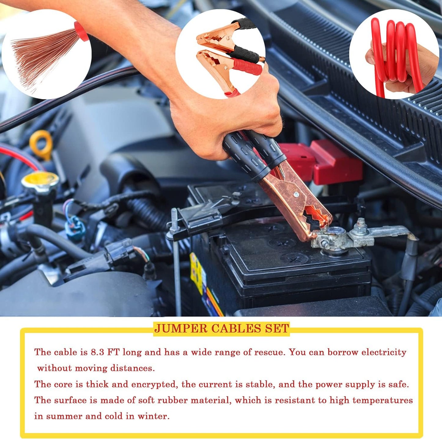 142 PCS Emergency Roadside Kit for Car ,Safety Car Kit with Jumper Cables | Roadside Assistance Emergency Kit Warning Triangle, Safety Hammer, Tow Rope, Car Emergency Kit Gifts for New Drivers