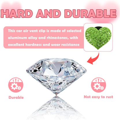 4PCS Heart-Shaped Car Vent Clips with Rhinestone,Bling Air Vent Clips Car Decorations,Premium Shiny Car Clips for Vents CCar Accessories Interior for Cars,Trucks,SUVs (Pink)