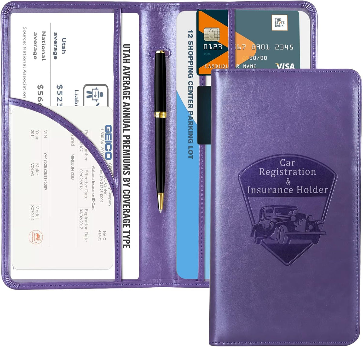 CoBak Car Registration and Insurance Holder - Vehicle Glove Box Car Organizer,Auto Truck Comparment Accessories Case with Magnetic Closure for Driver License,Cards - Colors B