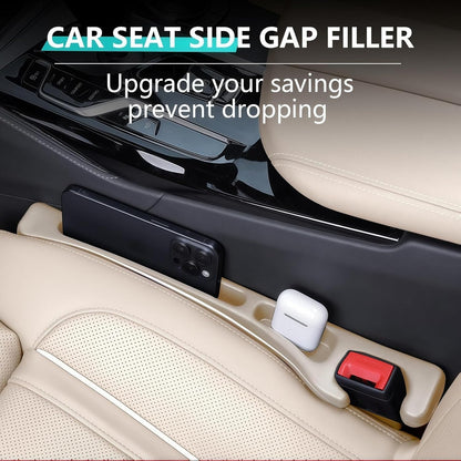 EnzeroTools Car Seat Gap Filler, 2-Pack No-Drop Seat Side Gap Seam Filler Organizer with Phone Holder, Universal Fit Fill The Gap Between Seat & Console, Perfect for Car, SUV, Truck