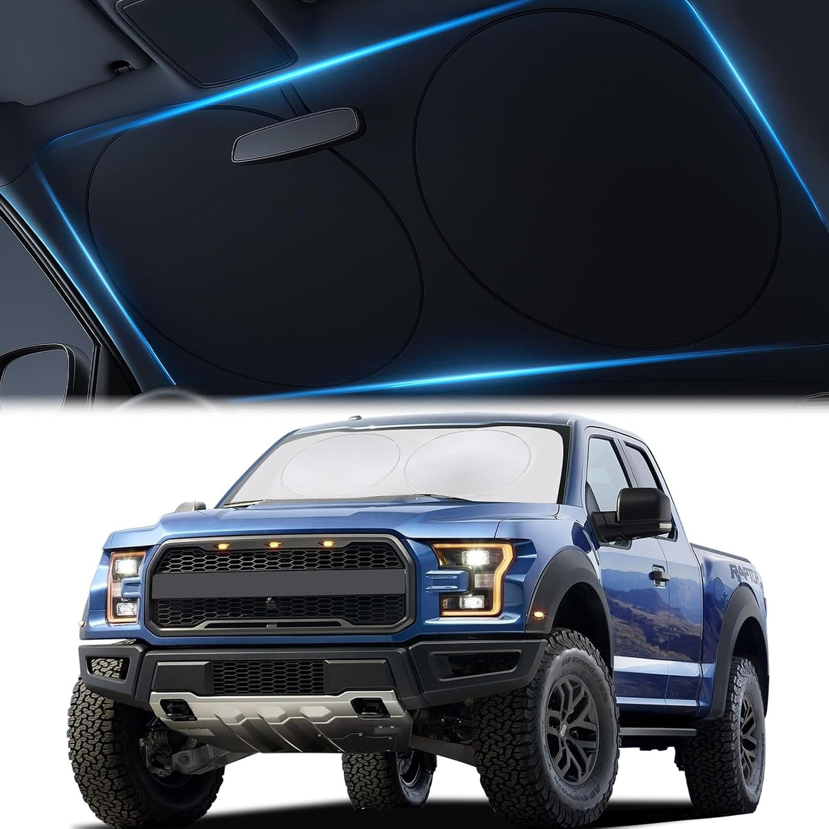 Magnelex Car Windshield Sunshade – Double-Layer Design for 2X Heat Blocking, Blocks UV Rays, Foldable Sun Shade for Cars, Trucks & SUVs, Keeps Interior Cooler, Medium (59 x 31 in)