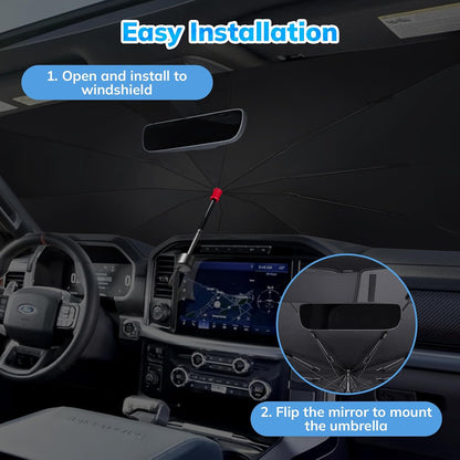 SEPORUD Windshield Sun Shade New American Eagle Flag USA Patriotic Design - Folding Car Front Window Sunshade for Cars SUV Trucks, Max UV Blocking and Keep The Vehicle Cool(64"x33.5")