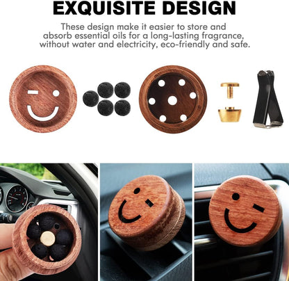 Essential Oil Car Diffuser, 2 PCS Car Aromatherapy Wood Diffuser with Vent Clip