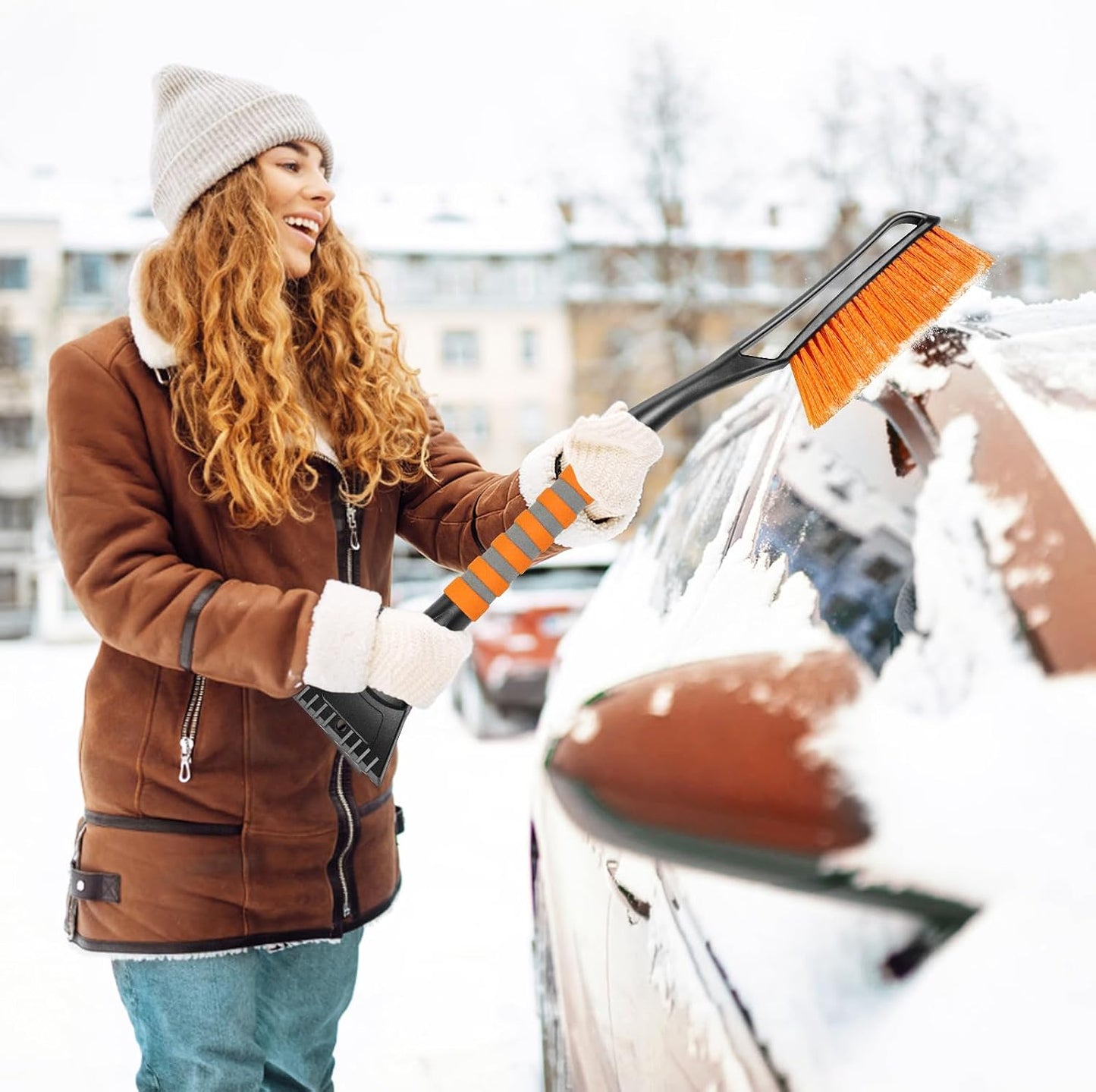 Showvigor 25" Snow Brush and Ice Scrapers for Car Windshield, 2-in-1 Detachable Design with Paint Protection, Extra Long Snow Removal Tool for Cars, Trucks, SUVs - Great for Drivers