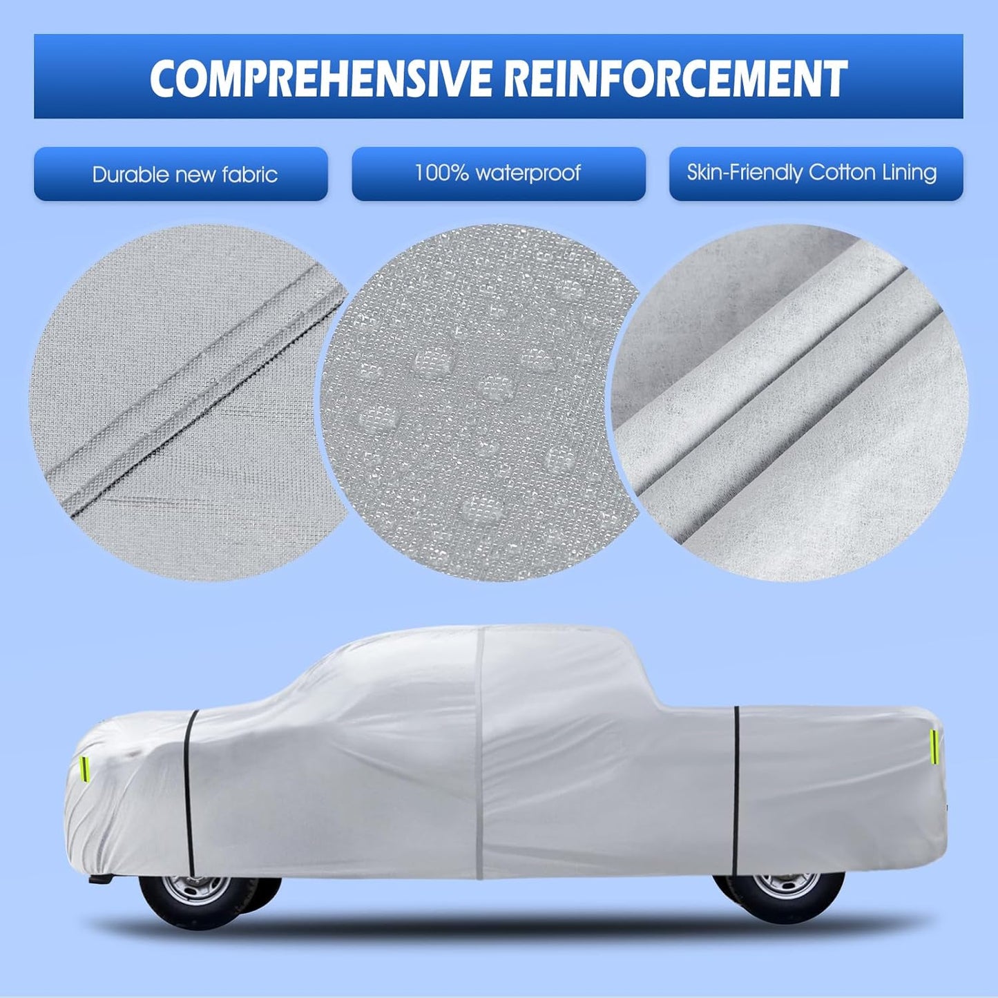 6 Layers Car Cover Waterproof All Weather for Automobiles, Size A3 with Zipper Cotton Fit for Toyota Camry, Honda Accord, Ford Mustang, Chevy Camaro/Malibu,Kia Optima/K5 (187-198 inch)