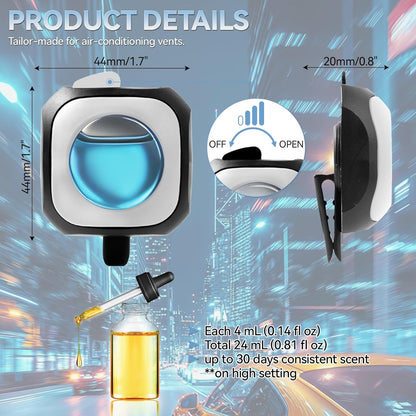 Car Air Freshener Vent Clip 6 Pack 4ml Each Up to 180 Days Long Lasting Scent Odor Eliminator for Women Men(Ocean Breeze)