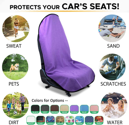 Waterproof Sweating Car Seat Cover for Post Gym Workout, Running, Swimming, Beach and Hiking, Universal Fit Non-Slip Towel Bucket Seat Protector for Cars SUV Trucks, Machine Washable (Grey)