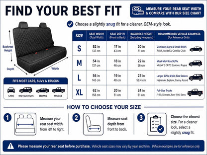 fidozen Waterproof Dog Car Seat Cover for Back Seat: Suitable for Small and Large Dogs, Hammock and Pet Protector, Backseat seat Cover (Full Bench, Medium(54" W))