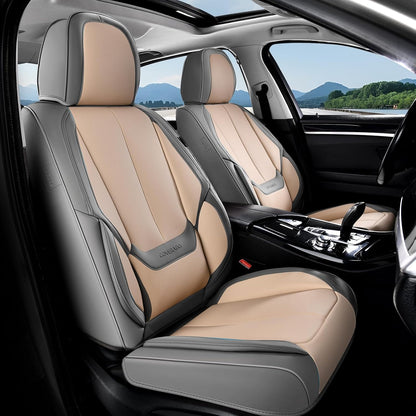 Coverado Seat Covers Full Set, Black Seat Covers for Cars 5 Seats, Car Seat Protector, Waterproof Nappa Leather Car Seat Cushion, Front and Rear Car Seat Cover Fit for Most Sedans SUV Pick-up Truck - Colors B
