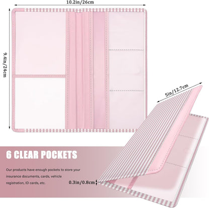 Car Registration and Insurance Holder, Auto Truck Document Holder with Magnetic Shut, Vehicle Glove Box Car Organizer, Interior Car Accessories for Women Men (Bow)