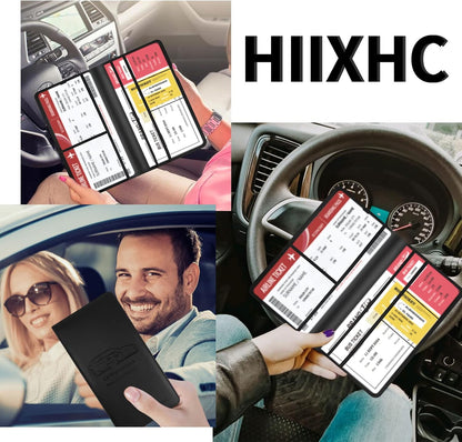 Car Registration and Insurance Card Holder - Leather Vehicle Glove Box Automobile Documents Paperwork Wallet Case Organizer for ID, Driver's License, Key, Cards - Car Accessories for Women&Men