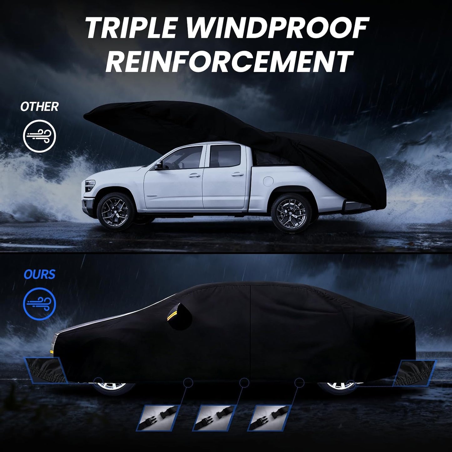 Large SUV Car Cover for Chevy Suburban 100% Waterproof All Weather, Heavy Duty Outdoor Full Exterior Covers Rain Sun Wind UV Protection. - Colors D