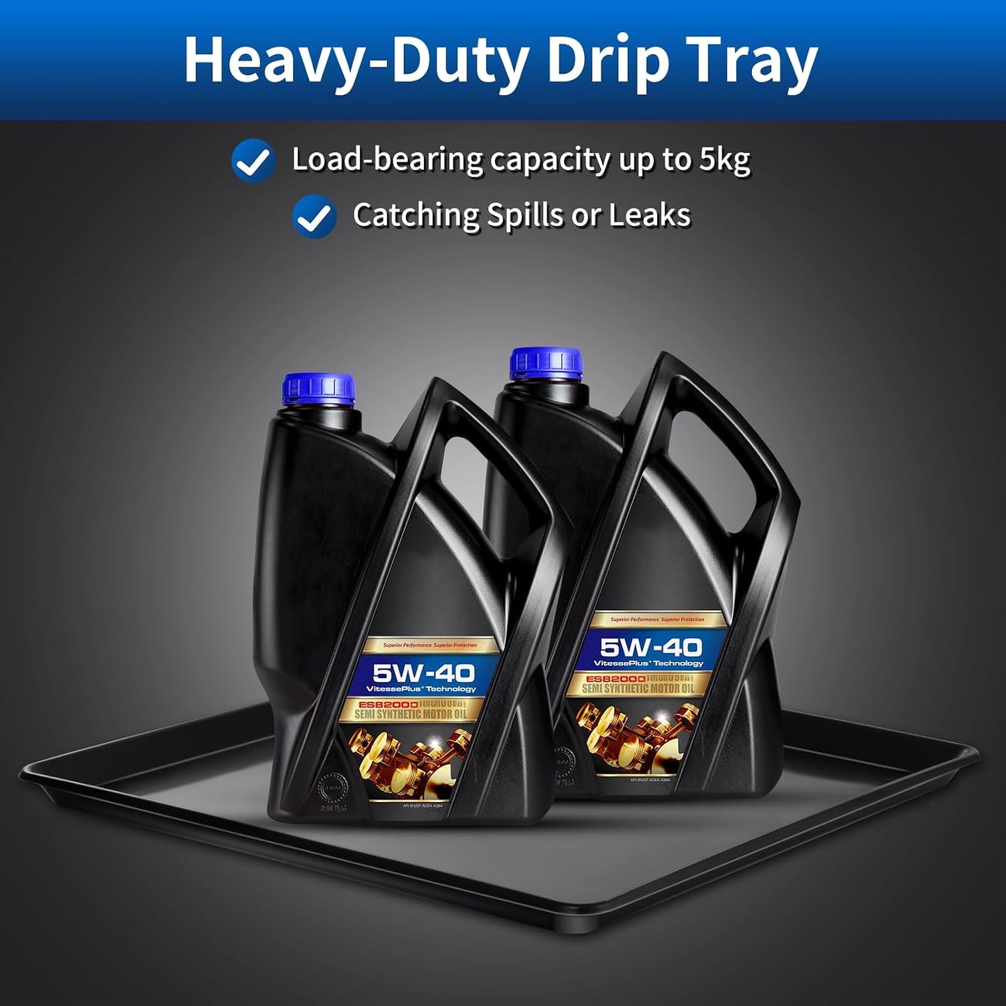 22.8'' x 21.6'' Oil Drain Pan,Drip Tray Oil Drip Pan for Under Car Plastic Oil Tray- Leak Proof Mini Fridge Drip Pan,Oil Drain Pans for Changing Oil,Oil Drip Pan for Under Car,Black(2 Pcs)