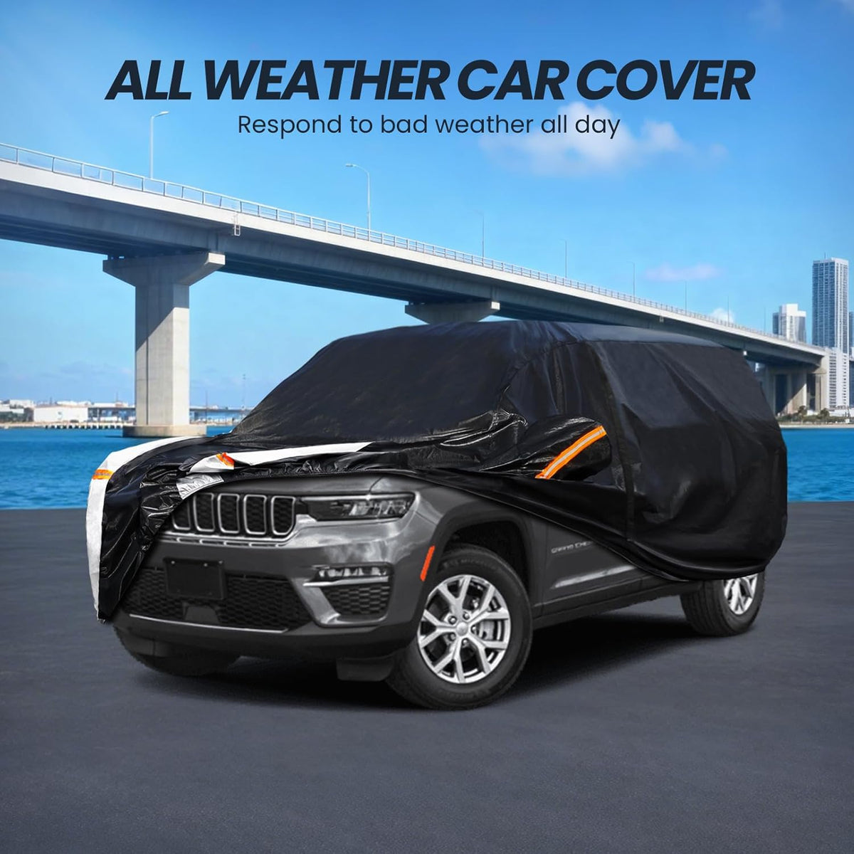 Large SUV Car Cover for Chevy Suburban 100% Waterproof All Weather, Heavy Duty Outdoor Full Exterior Covers Rain Sun Wind UV Protection. - Colors B